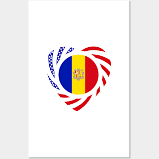 Andorran American Multinational Patriot Flag Series (Heart) Posters and Art